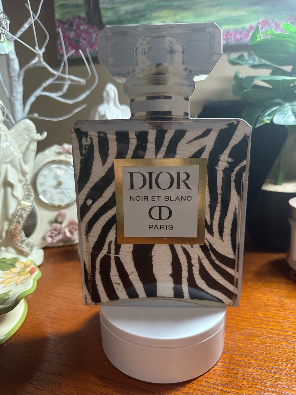 DIOR Noir et Blanc Zebra-Print Perfume Bottle Décor - Black & White
